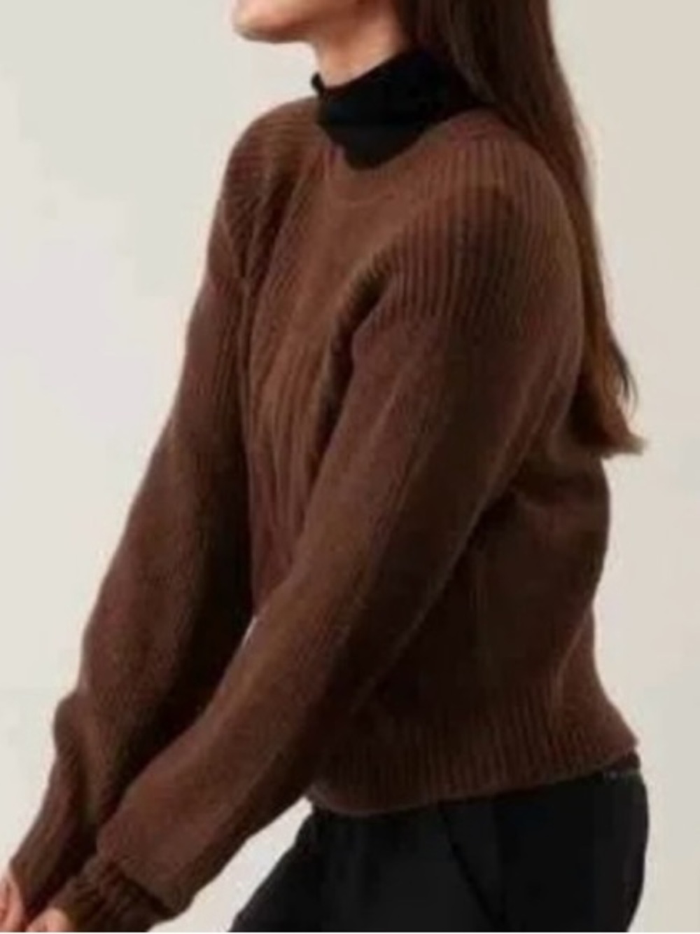 ATHLETA Merino Wool Layover Crew Sweater Plus Sz 3X Mahogany Brown NWT✅ - Picture 2 of 9